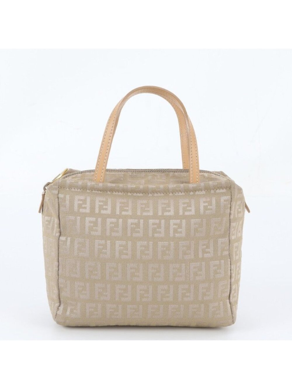 Fendi Zucchino FF Canvas Leather Handbag Tote